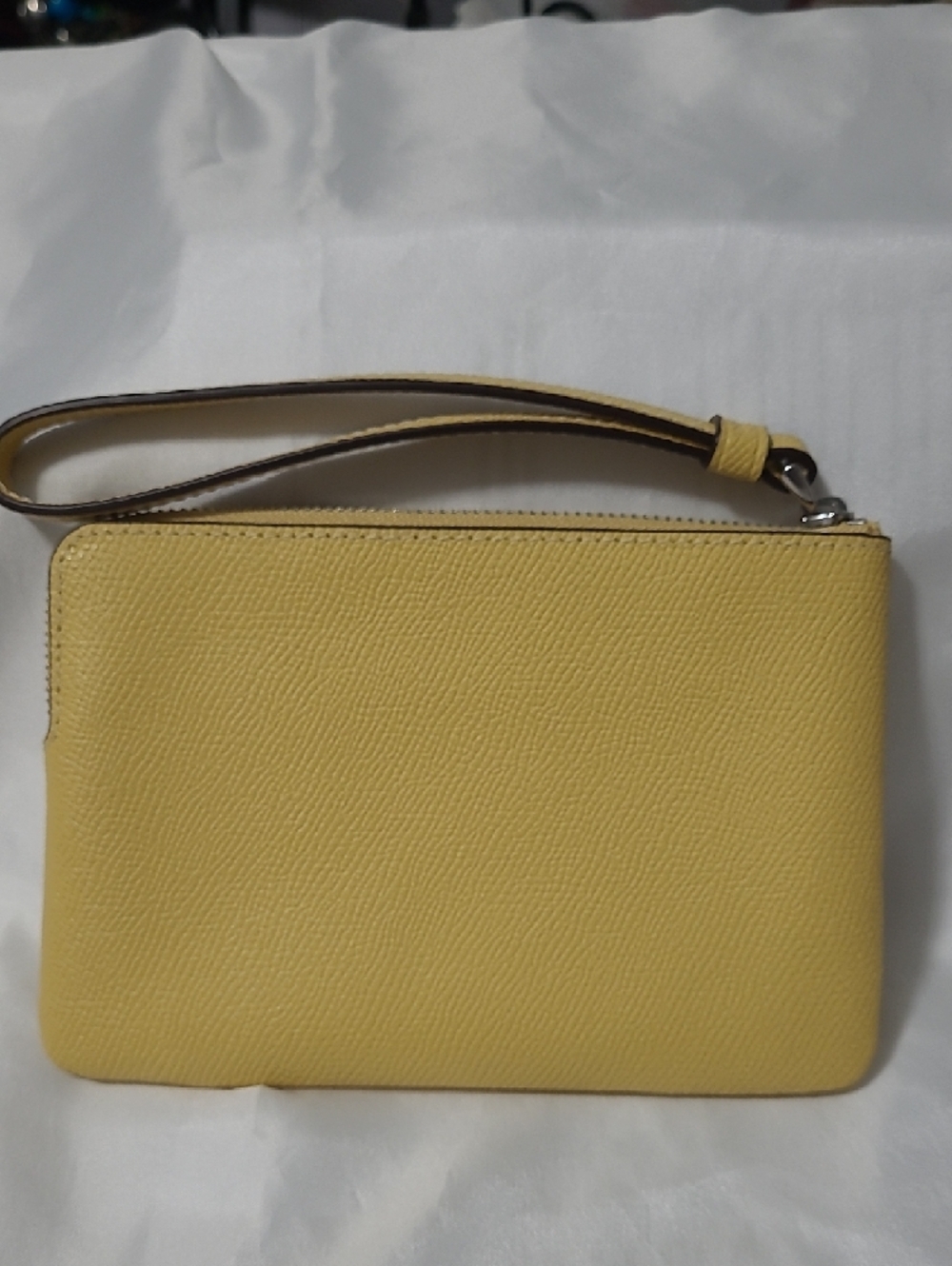 Coach Yellow Leather Corner Zip Wristlet with Strap - Picture 3 of 7